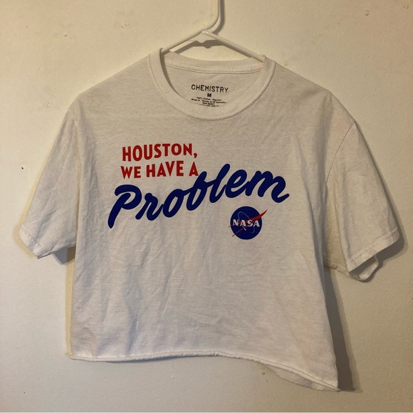 “Houston, We have a problem” NASA white crop top by Chemistry M - Picture 1 of 4